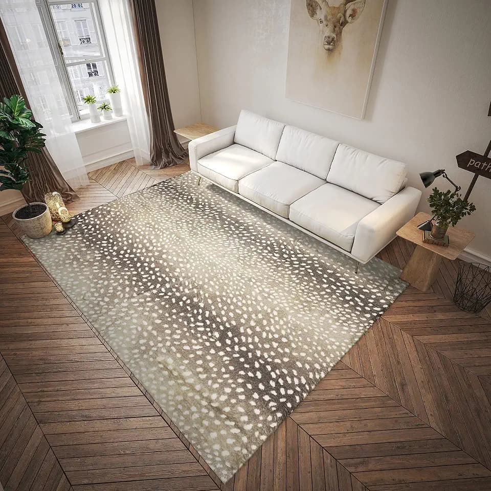 Dalyn Rugs Akina Antelope Animal Print AK3 Faux Fur Stone 1'8" x 2'6"