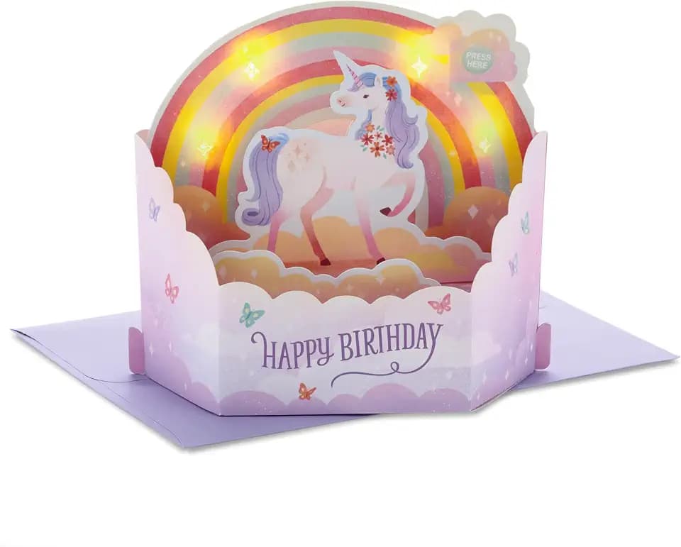 Hallmark Musical Birthday Pop Up Card (Unicorns and Rainbows)