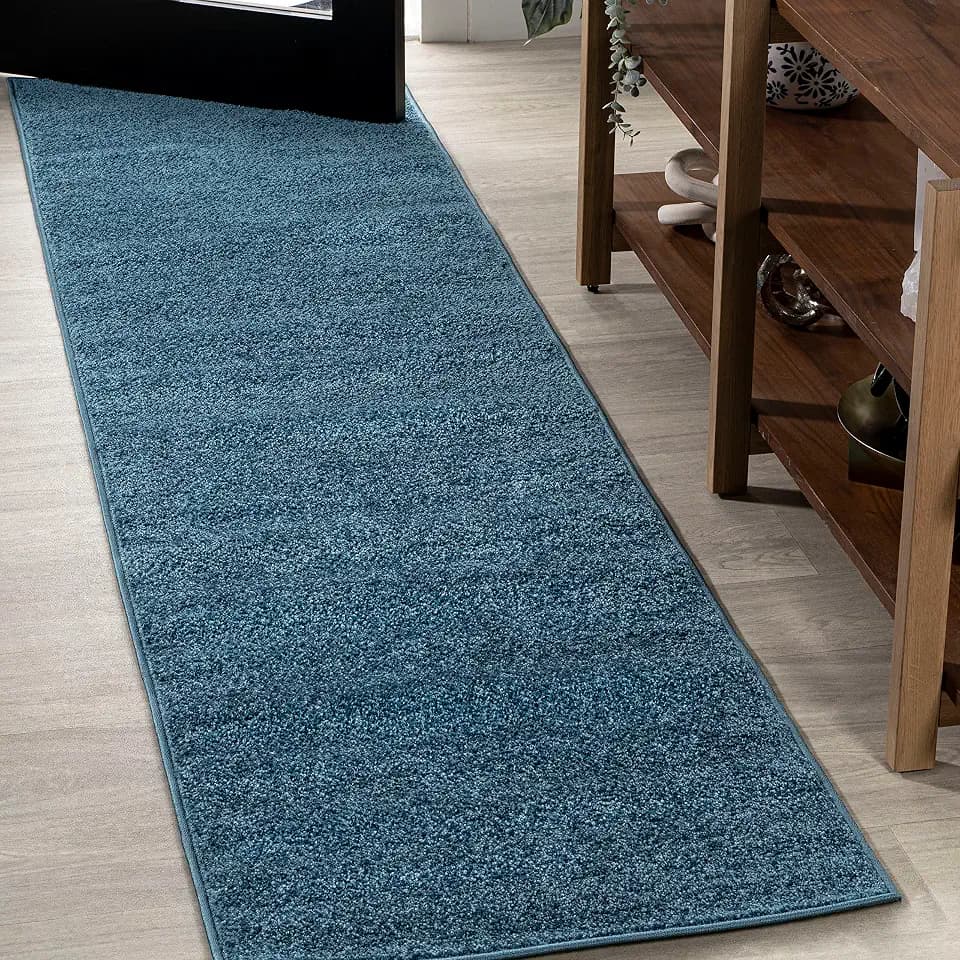 JONATHAN Y Haze Solid Low-Pile Turquoise Runner Rug 2x12, Coastal,Bohemian,Minimalist,Classic, Easy-Cleaning for Living Room,Bedroom,Kitchen,Pet Friendly,Non-Shedding (SEU100H-212)