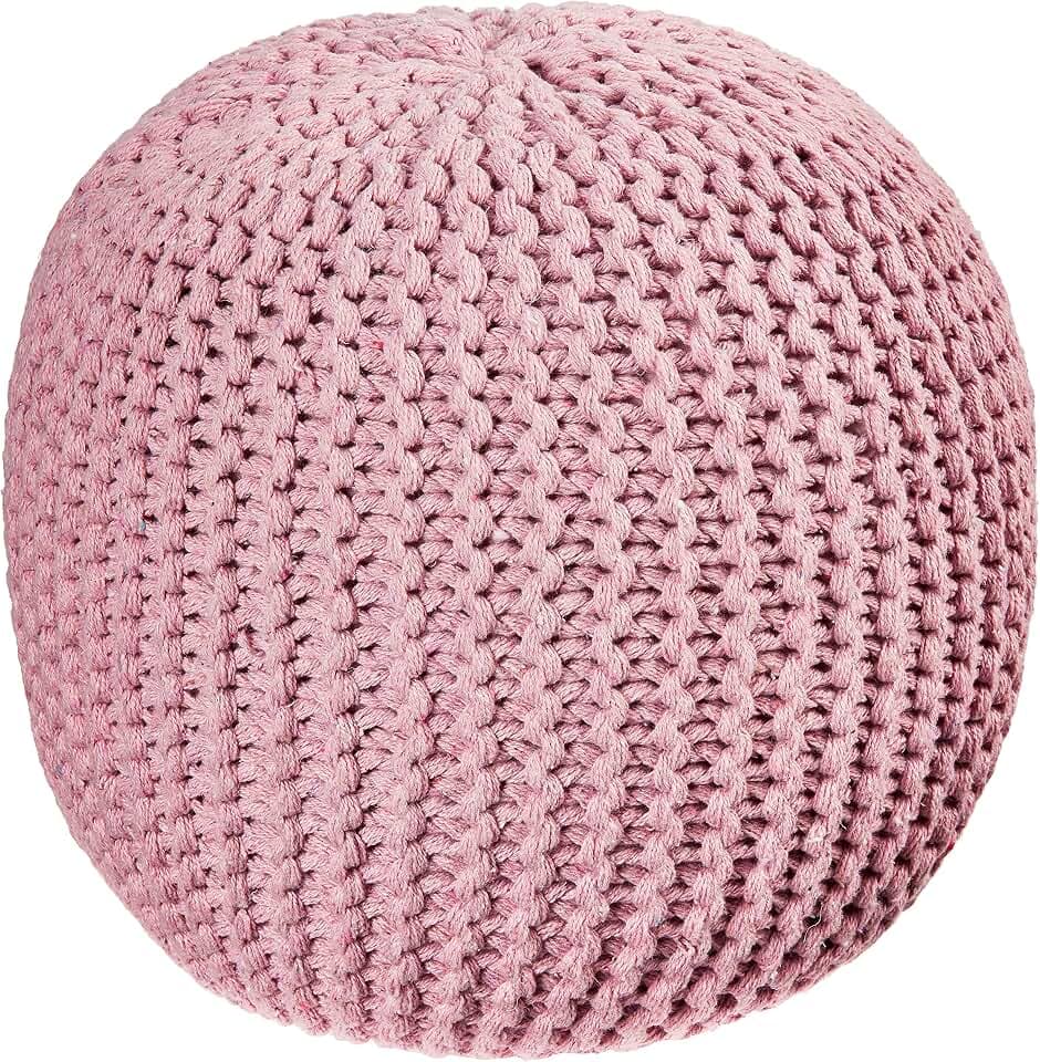 Urban Lifestyle Round Knit Pouf, Light Pink