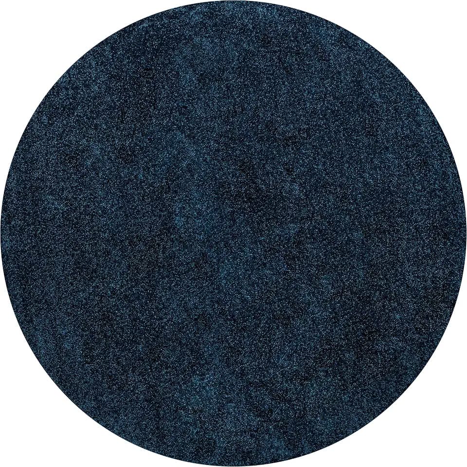JONATHAN Y Haze Solid Low-Pile Navy 5' Round Indoor Area Rug, Coastal,Bohemian,Minimalist,Classic, Easy-Cleaning for Living Room,Bedroom,Kitchen,Pet Friendly,Non-Shedding (SEU100C-5R)
