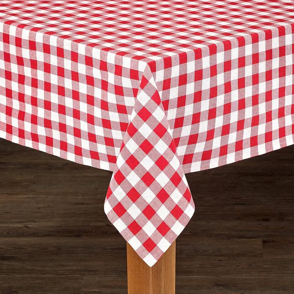 Lintex Linens Buffalo Check Cotton Imported Tablecloth Red Round