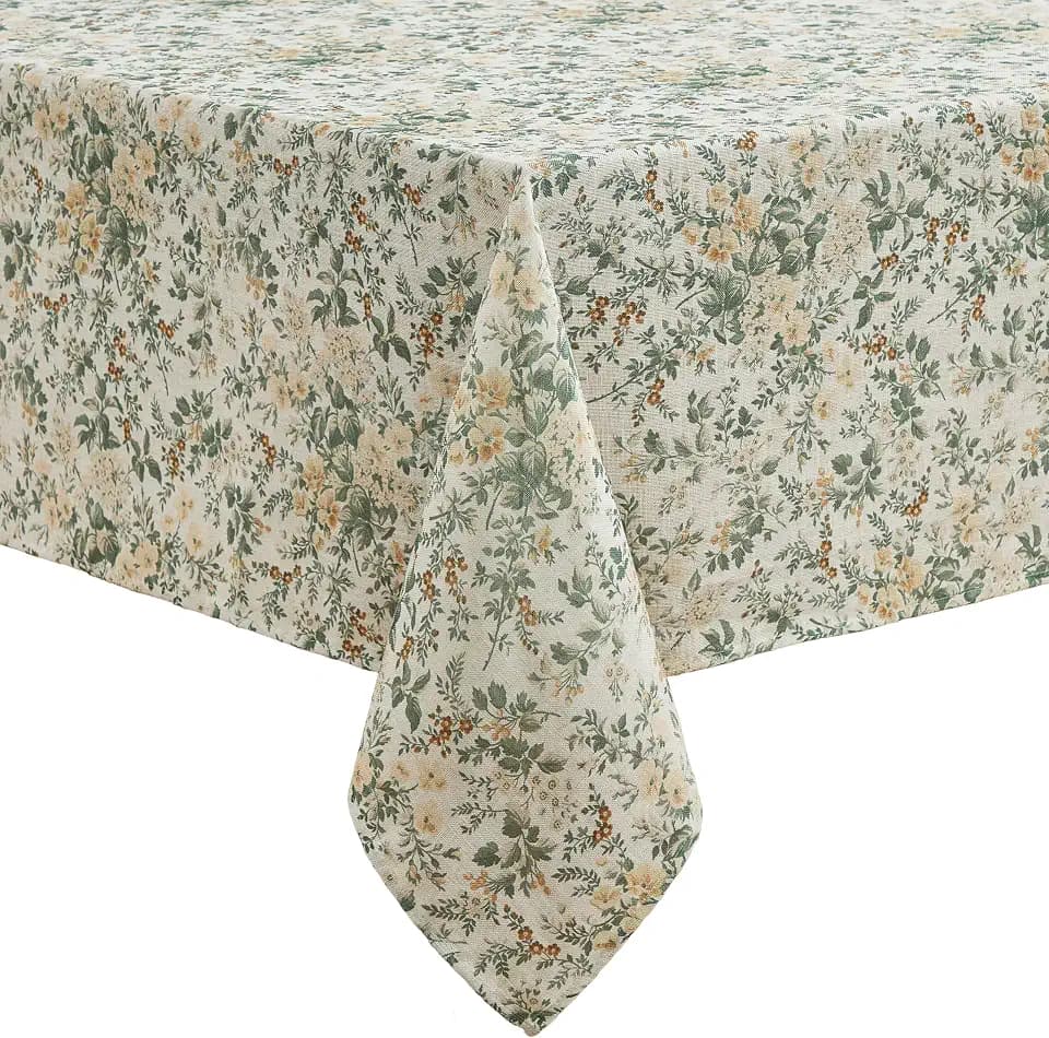 Laura Ashley Linen Blend Print Tablecloth, 60" x 120", Country Meadow
