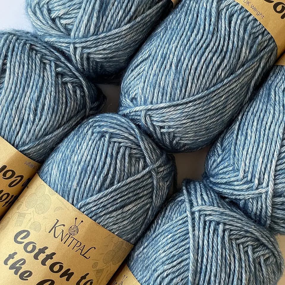 Cotton to The Core #3 DK Cotton Yarn, 6-Pack (852Yds/300G), Jean Blue