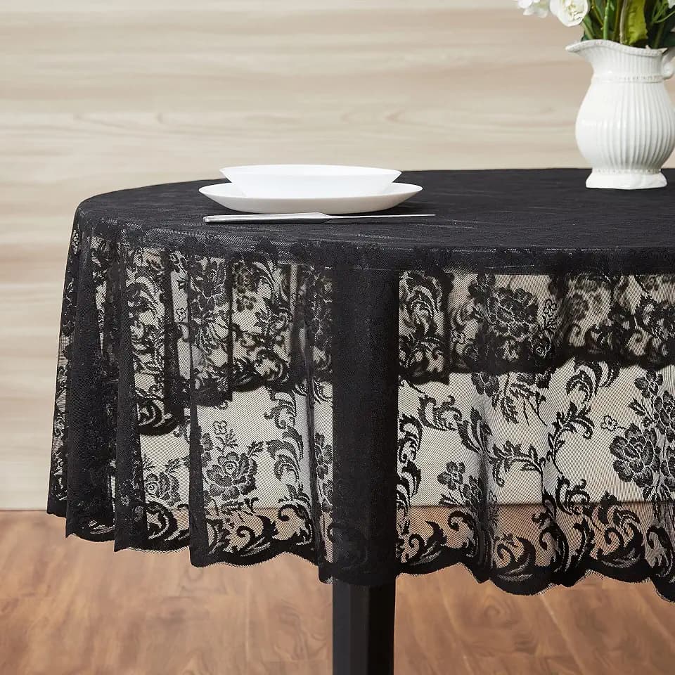 Warm Home Designs 120 Inch Round Gothic Tablecloth. MTC Black Round 120
