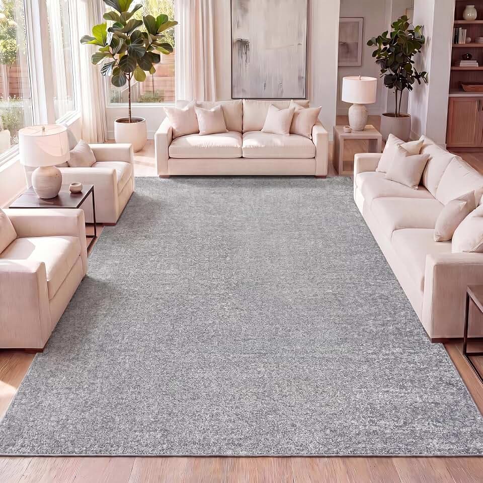 JONATHAN Y Haze Solid Low-Pile Gray Indoor Area Rug 5x8, Coastal,Bohemian,Minimalist,Classic, Easy-Cleaning for Living Room,Bedroom,Kitchen,Pet Friendly,Non-Shedding (SEU100A-5)