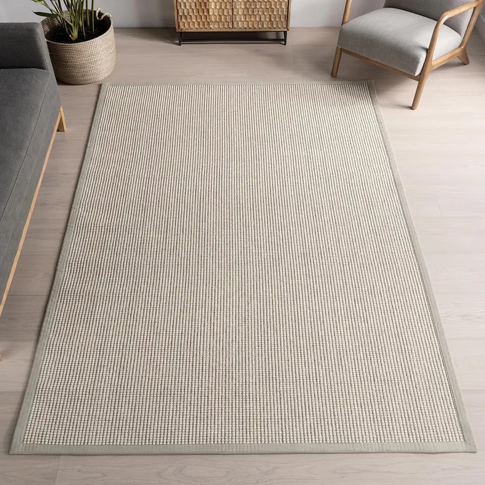 nuLOOM Monica Grey/Ivory, 5' x 8', Solid, Sisal & Wool, Soft and Textured, High Traffic, Stain Resistant, Easy Clean, Durable Area Rug for Bedroom, Living Room, Dining Space, Den, Foyer, Entryway