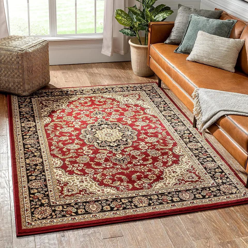 Well Woven Barclay Medallion Kashan Red Traditional Area Rug (5'3" x 7'3")