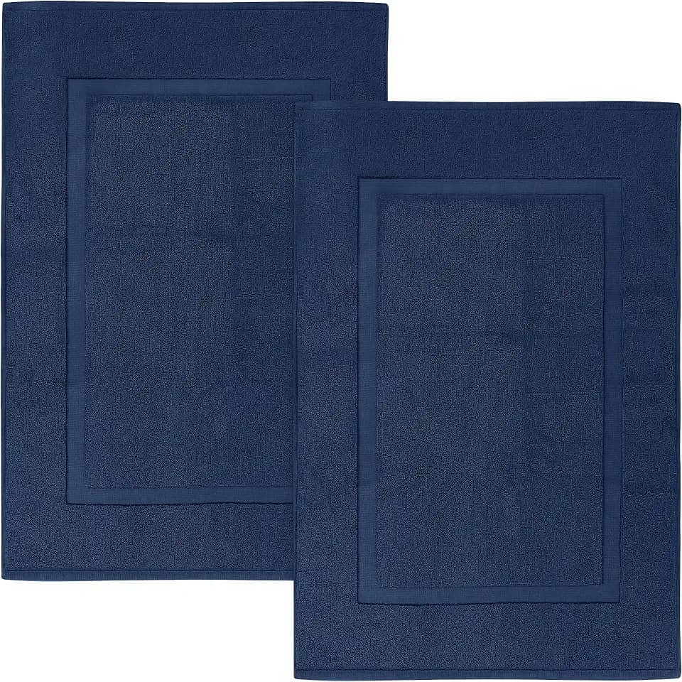 Utopia Towels Cotton Bath Mat, 21x34 in, 2 Pack, Navy Blue