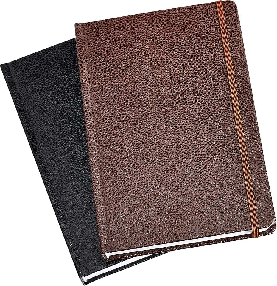 Amazon Basics Shagreen Hardcover Journal for Writing, Note Taking and Journaling with Elastic Band, 2-Pack
