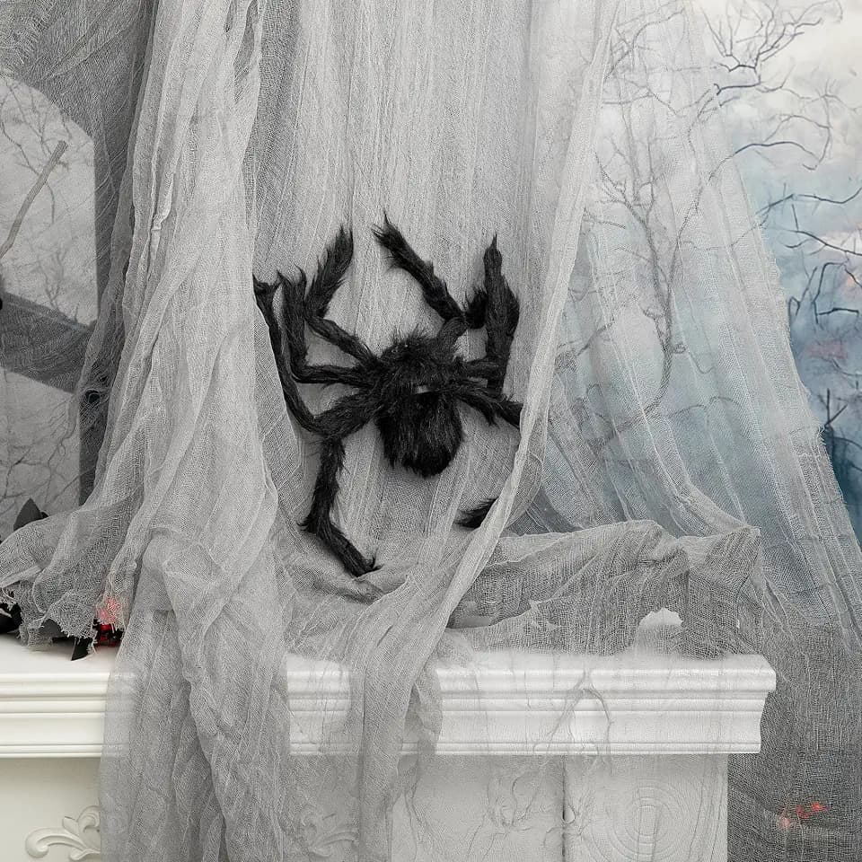 400''x36''Large Halloween Creepy Cloth, Spooky Gauze Party Decoration,Grey