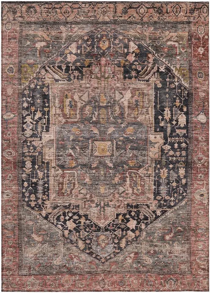 Addison Rugs Chantille ACN1240 Charcoal 5' x 7'6" Indoor/Outdoor, Machine Washable, Easy Clean, Non Shedding, Bedroom, Living Room, Dining Room, Kitchen, Patio Rug