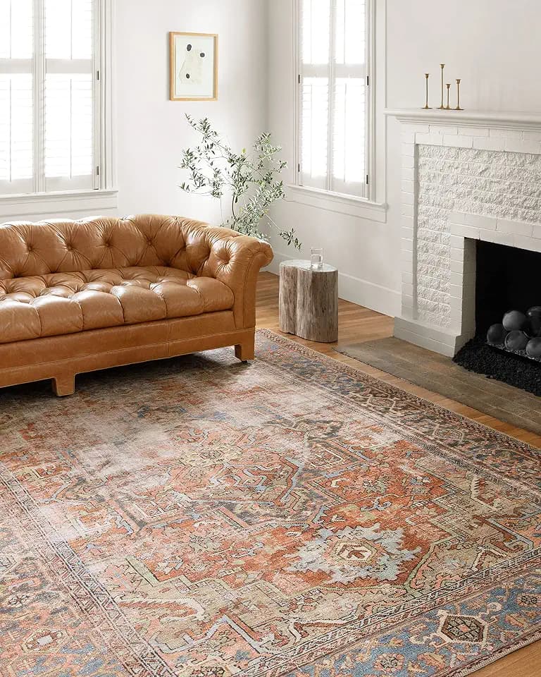 Loloi Loren Terracotta/Sky 2'-6" x 7'-6" Runner Rug