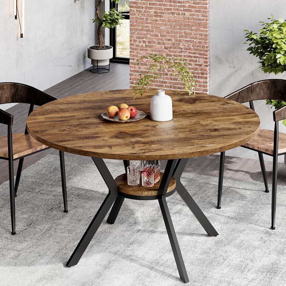Round Dining Table for 2-4, 42'' Kitchen & Dining Room Tables with Storage