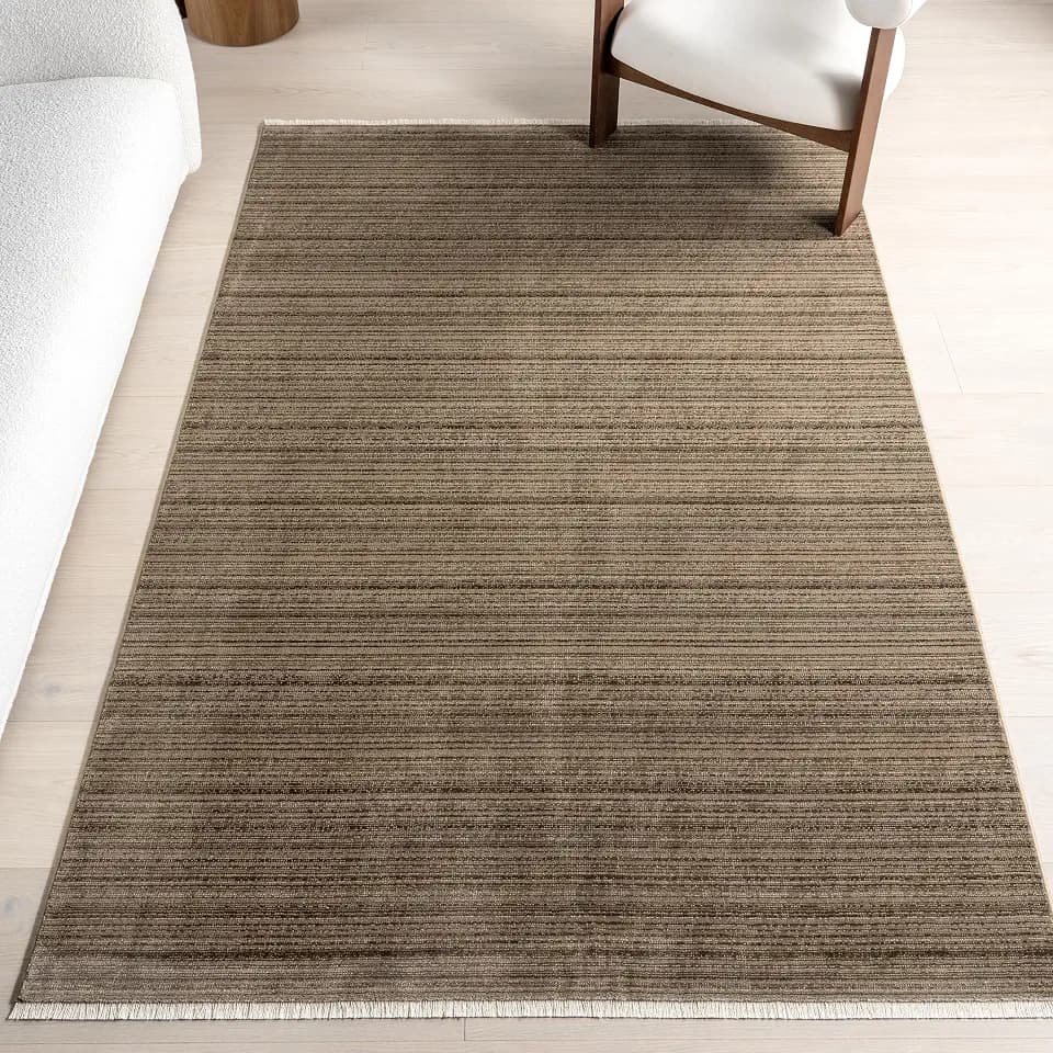 nuLOOM Fringed Performance Aarti Brown, 4' x 6'5", Striped, Soft and Cozy, High Traffic, Stain Resistant, Easy Clean, Durable, Non-Shed Area Rug for Bedroom, Living Room, Dining, Den, Foyer