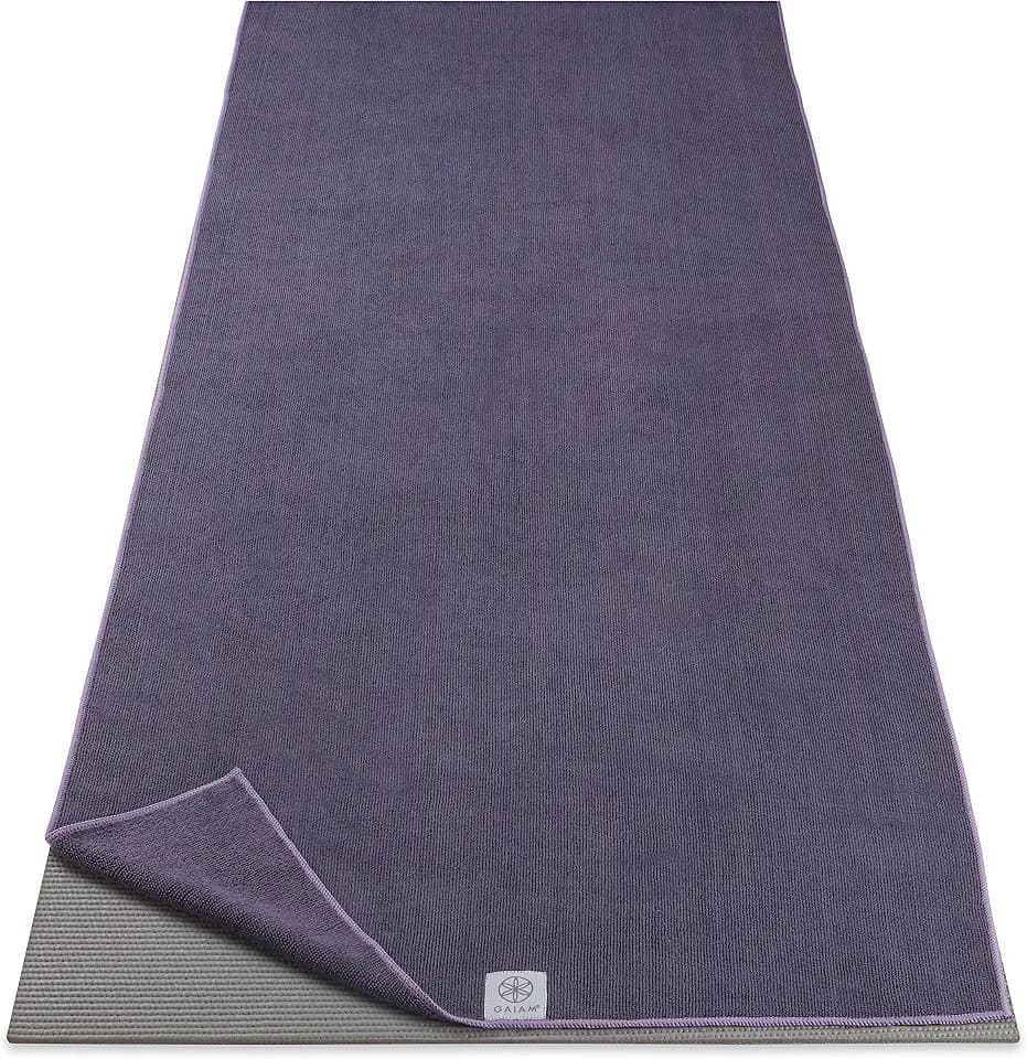 Gaiam Yoga Mat Towel, Non-Slip Microfiber, Hot Yoga (Heron Lilac)