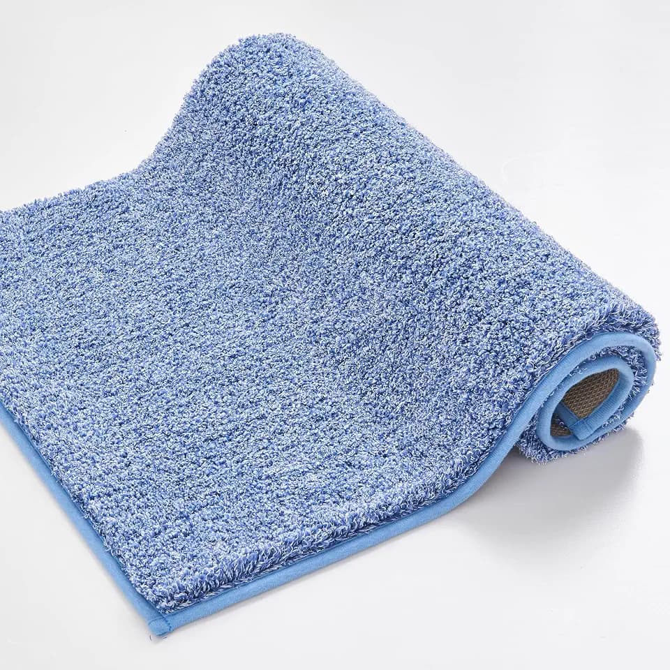 Douceur Blue Soft Bath Mat 36"x24" Non Slip Washable Absorbent Rug