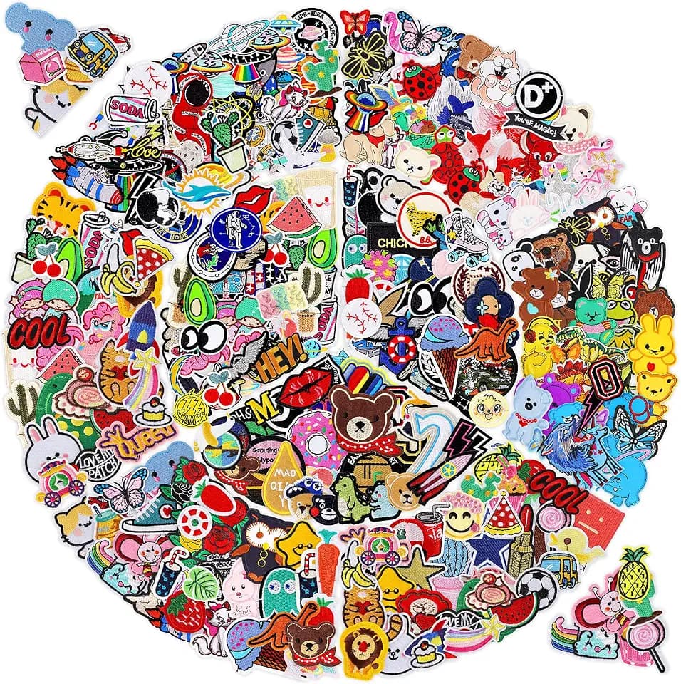 NICEVINYL Embroidered Iron on Patches for Clothing: 100Pcs Assorted Patch