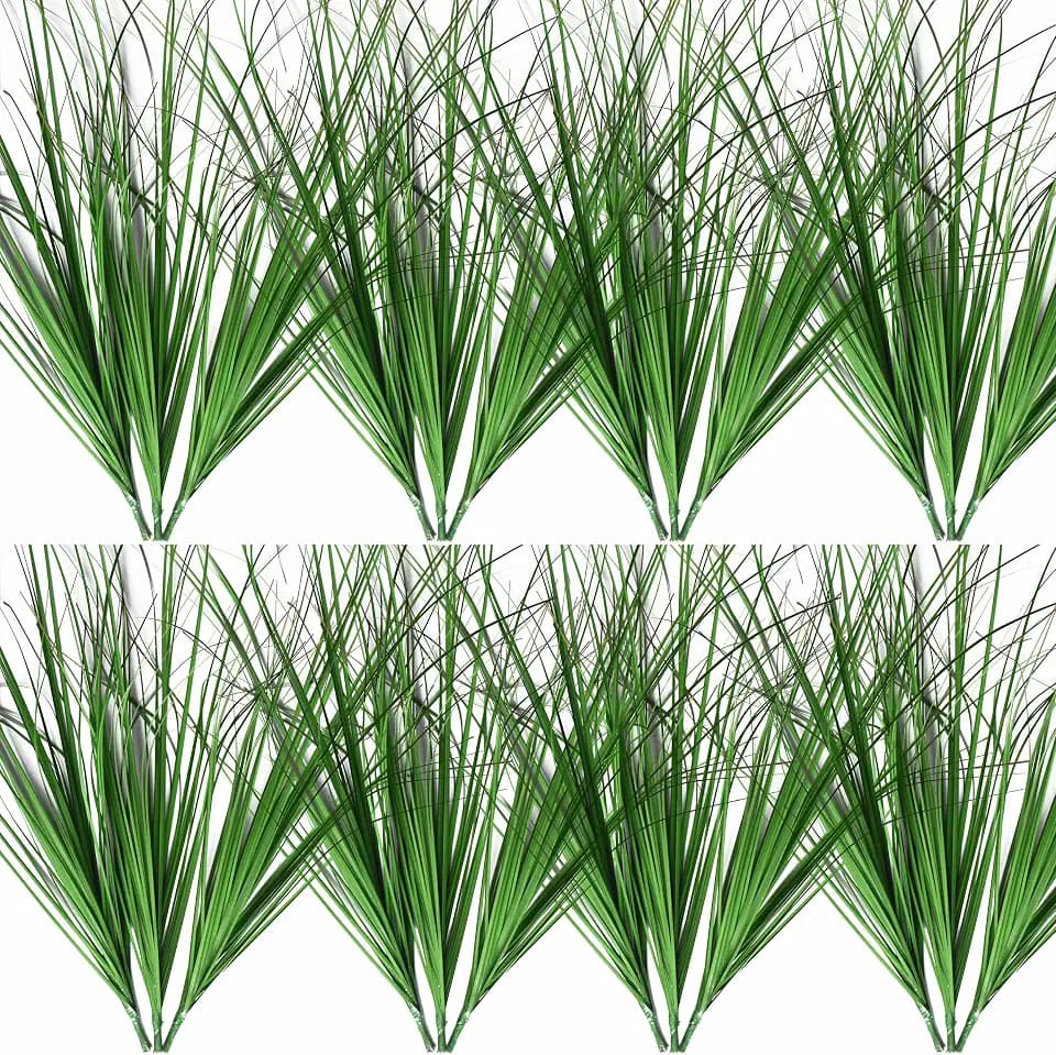 24PCS Fake Grass Plants,UV Resistant Artificial Greenery Stems