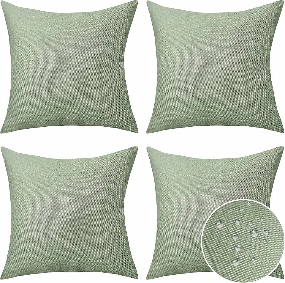 Home Brilliant Outdoor Pillows Covers Waterproof Sage Pillow Covers for Patio Garden Bedroom Backyard Decor, 18x18 inch, Sage Green Grey