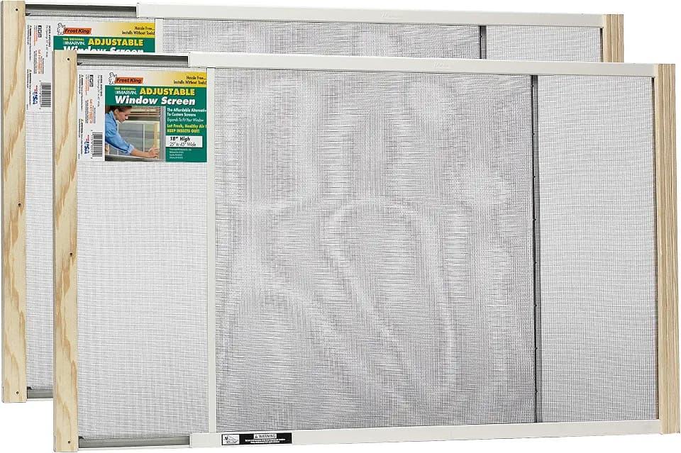 Frost King 2AWS1845 WB Marvin Adjustable Window Screen, 18in High x Fits 25-45in Wide (2 Pack)