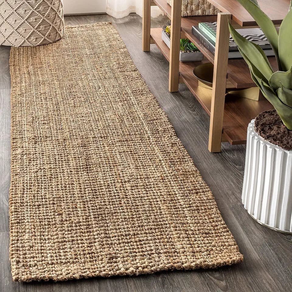 JONATHAN Y Pata Hand Woven Chunky Jute Natural Runner Rug, 2x14, Bohemian, Rustic, Cottage, Easy-Cleaning for Living Room, Bedroom, Kitchen, Non-Shedding (NRF102A-214)