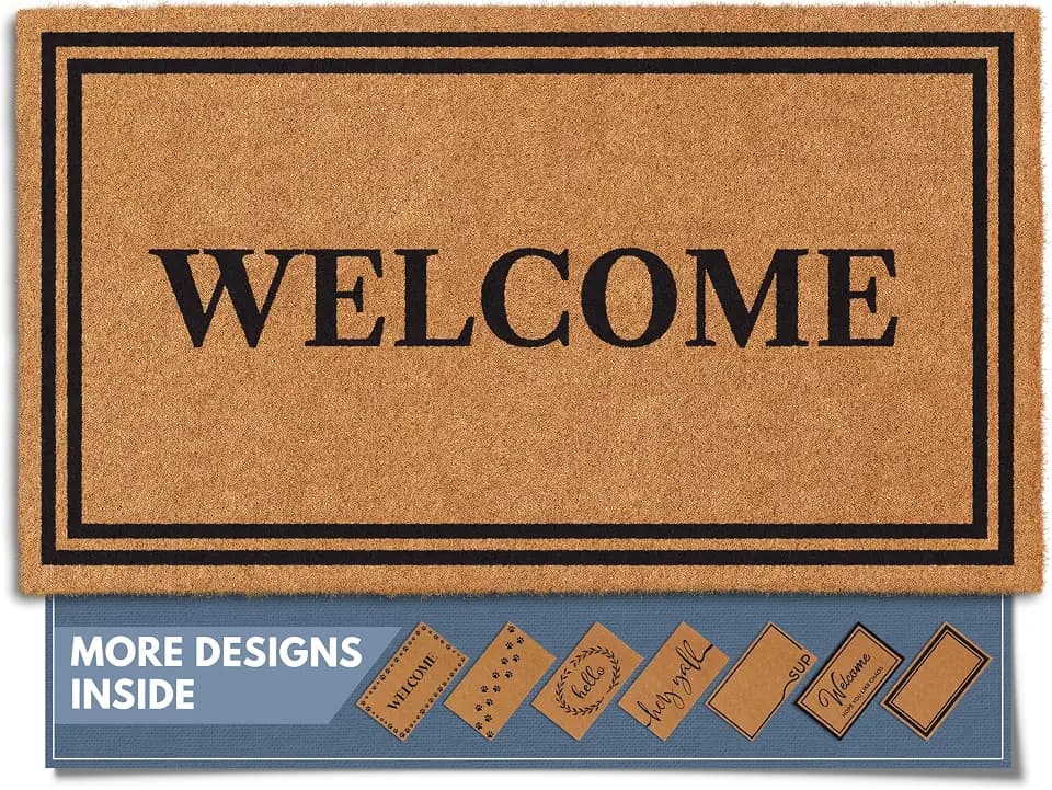 Barnyard Designs Natural Coco Coir Non-Slip Doormat (17x30, Welcome)