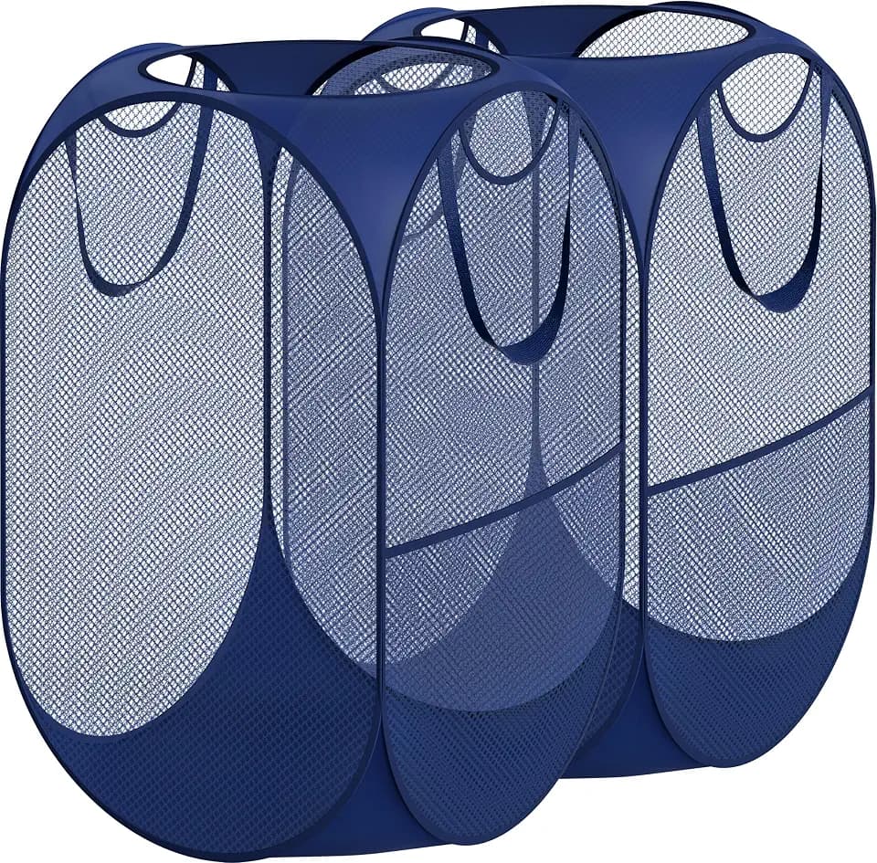 Simple Houseware Mesh Pop-Up Laundry Hamper with Side Pocket, 2 Pack