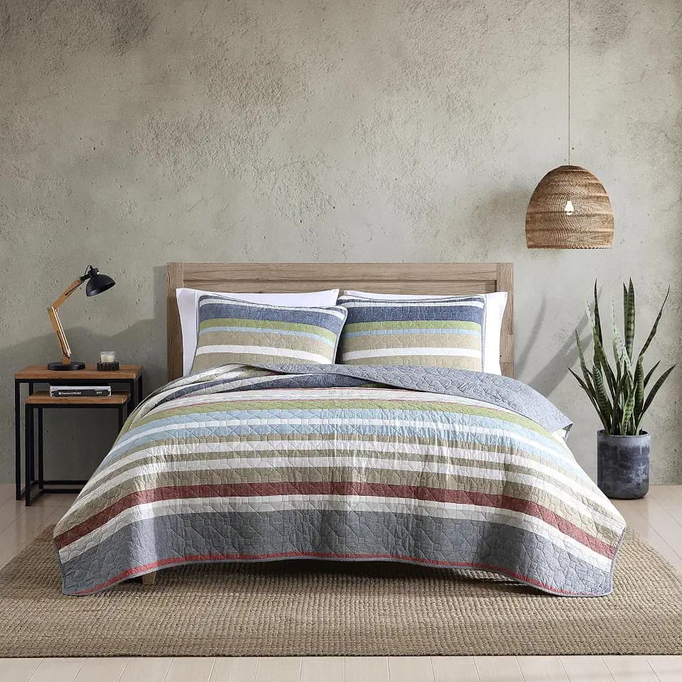 Eddie Bauer - Twin Quilt Set with Shams, Cotton, Reversible