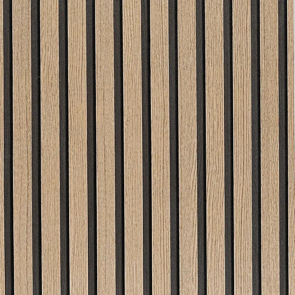 Wood Slat Peel and Stick Wallpaper - 17.5"x750" Brown Vinyl Faux Wood Grating Stripe Contact Paper, Self-Adhesive Waterproof Removable Wall Panel for Bedroom Kitchen Office - Easy Install