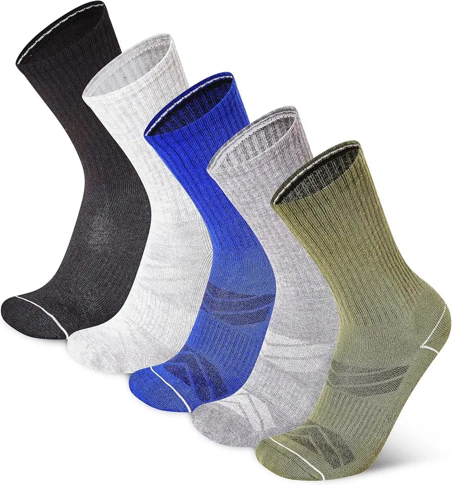 Champion Men's Cushioned Crew Socks 5-Pack - Moisture-Wicking Athletic Crew Socks with Arch Support (Sizes 6-12)
