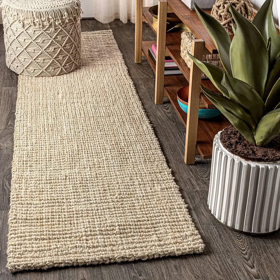 JONATHAN Y Hiro Hand Woven Chunky Jute Ivory Runner Rug, 2x8, Bohemian, Transitional, Easy-Cleaning for Living Room, Bedroom, Kitchen, Pet Friendly, Non-Shedding (NFR103A-28)