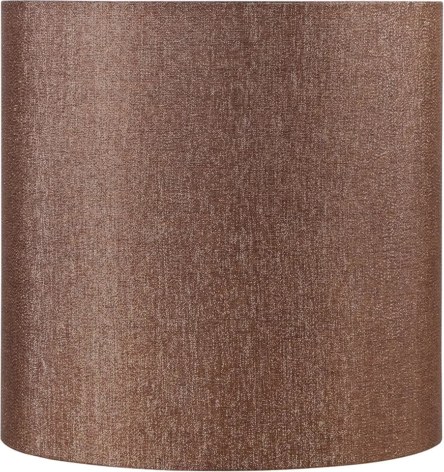 Aspen Creative 31607, Hardback Drum Contemporary Spider Lamp Shade, Gold & Dark Brown Burlap Texture Fabric, 12" Top x 12" Bottom x 12" Height