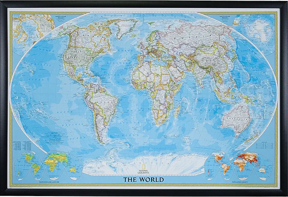 Craig Frames Wayfarer, Classic World Push Pin Travel Map