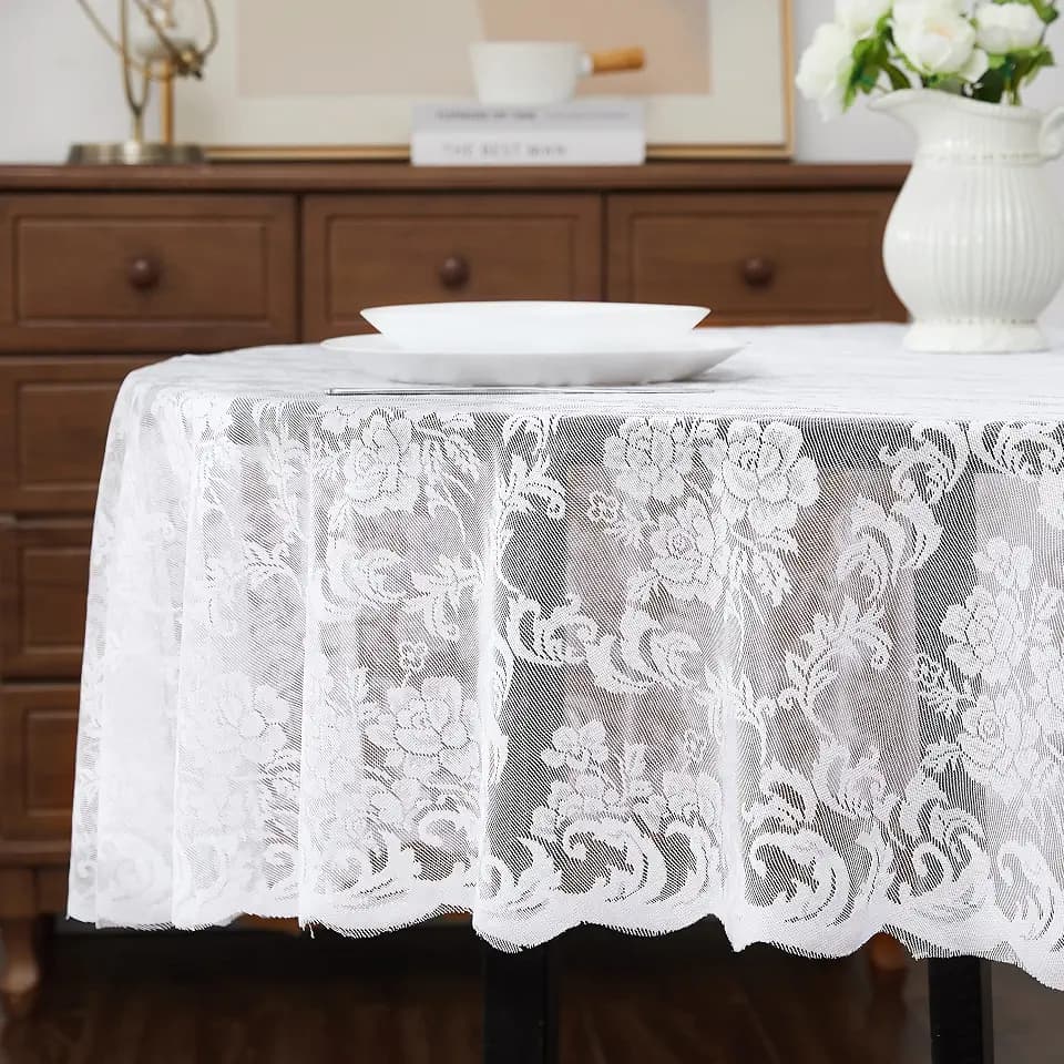 Warm Home Designs 120 Inch Round Wedding Tablecloth. MTC White Round 120