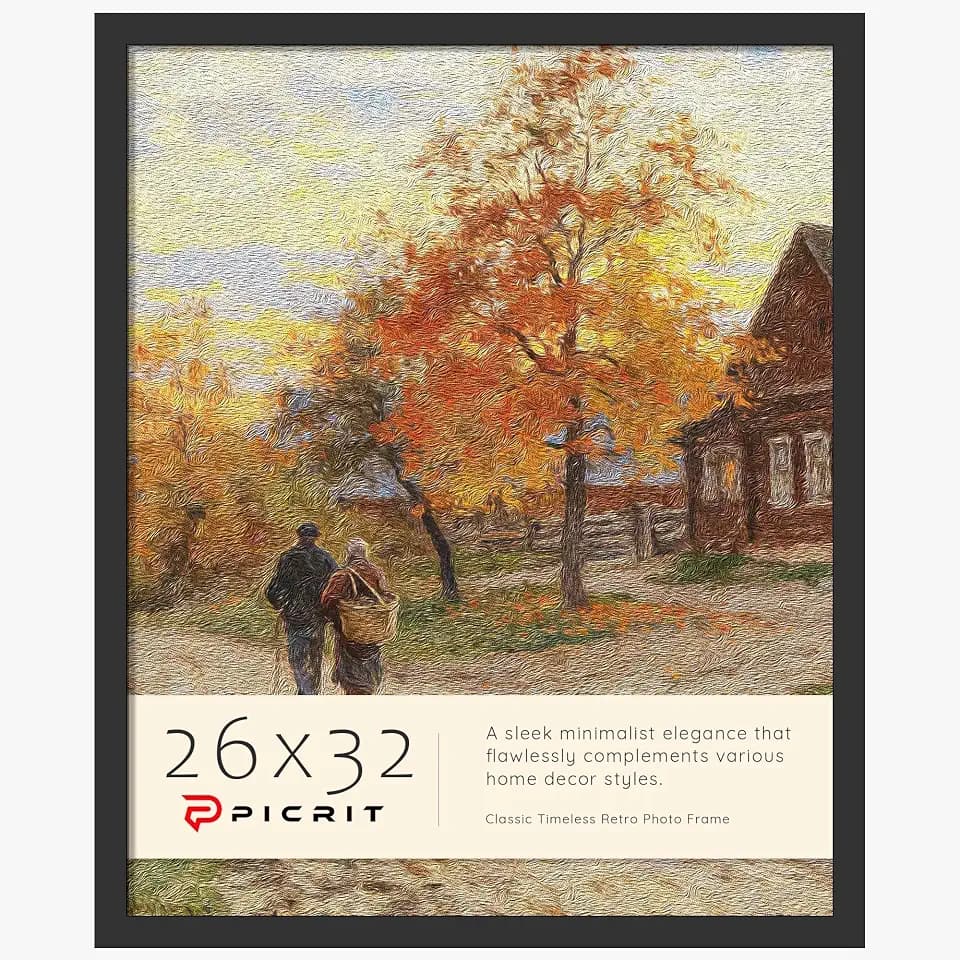 Picrit 26x32 Picture Frame, Poster Frame for Wall Mounting, Black