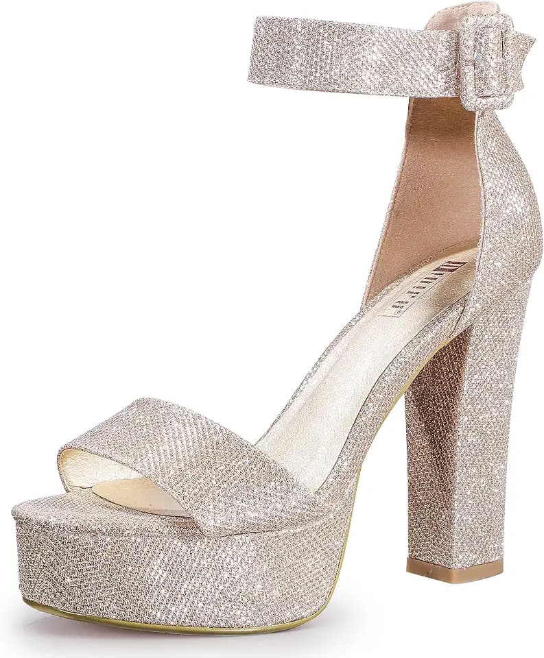 IDIFU Platform Block Chunky High Heels for Women Open Toe Heeled Sandals
