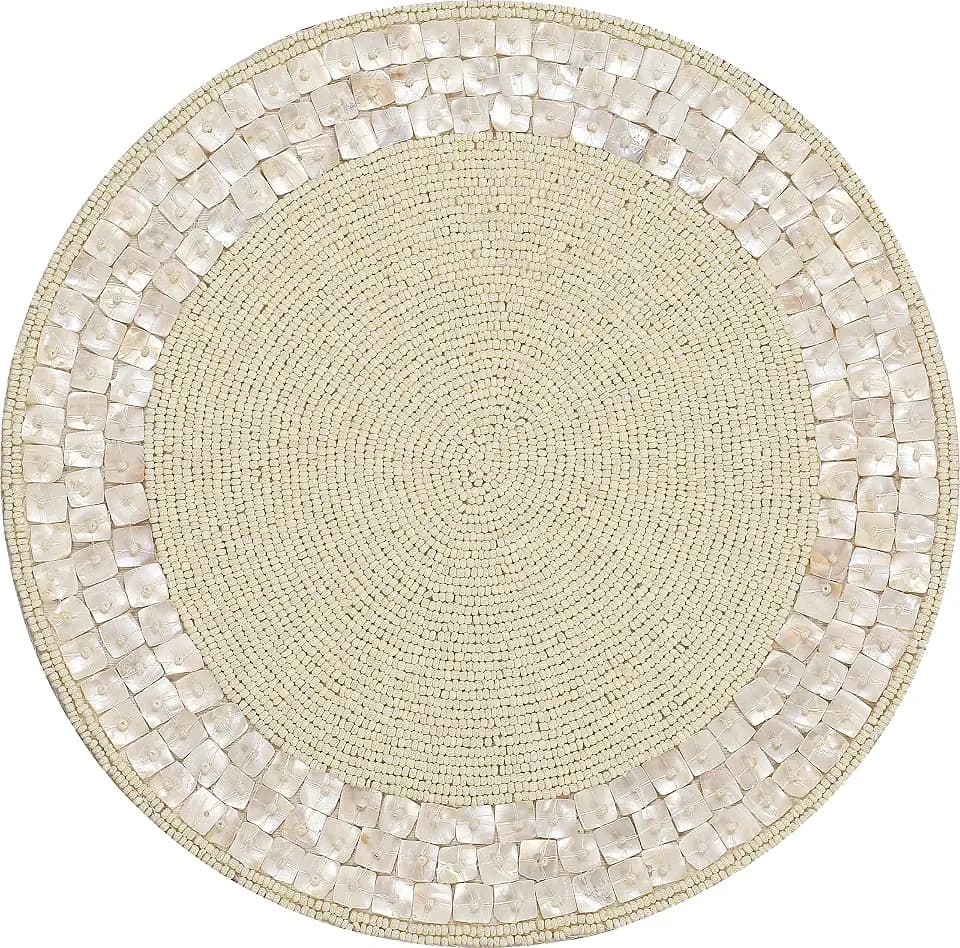CLEENTABLE Beaded Round Placemat, Glass Bead, 13 in, 1-Pack