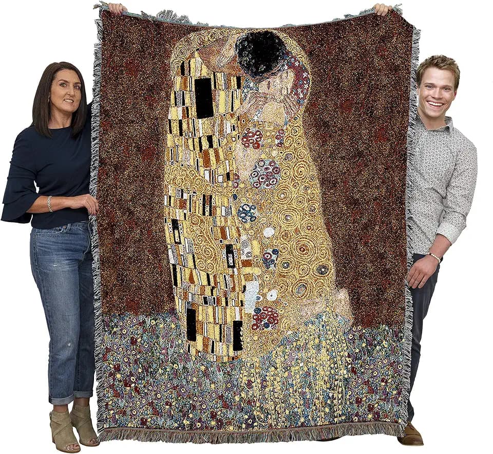 Pure Country Weavers The Kiss Blanket by Gustav Klimt - Fine Art Gift Tapestry Throw Woven from Cotton - Made in the USA (72x54)
