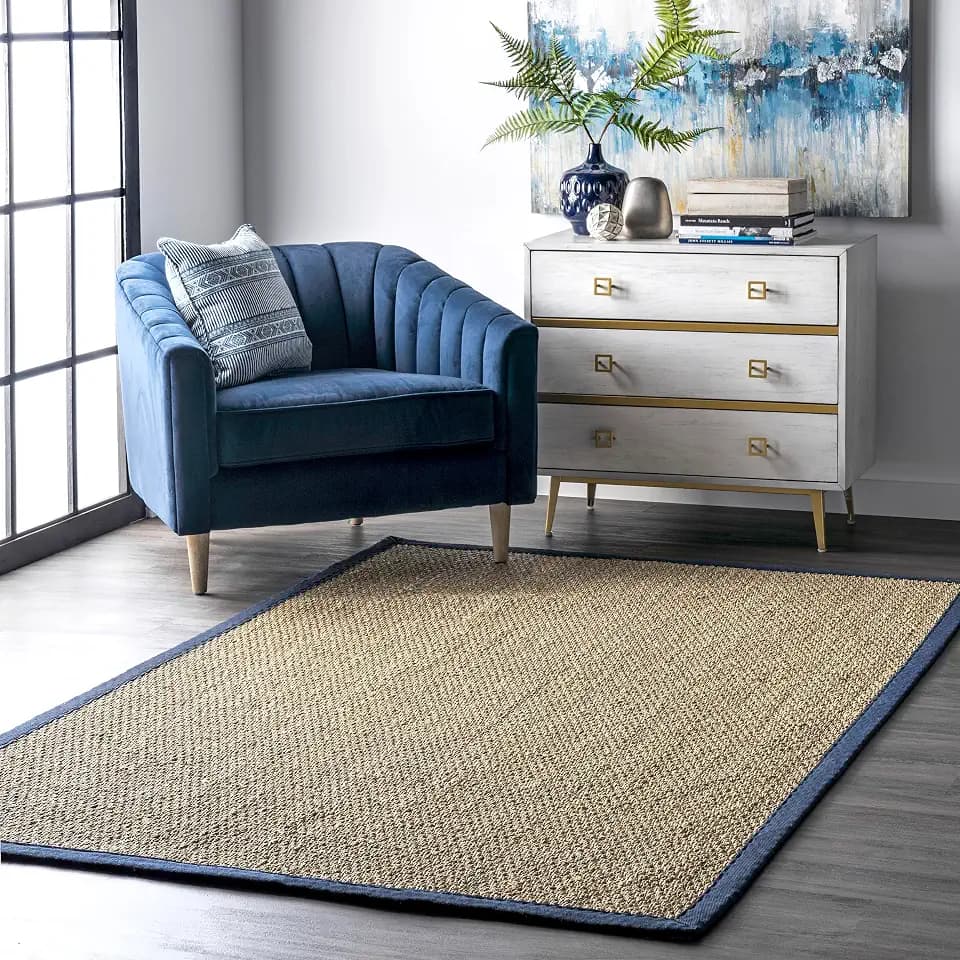 nuLOOM Elijah Navy Bordered Power Loomed Area Rug, 9' x 12'
