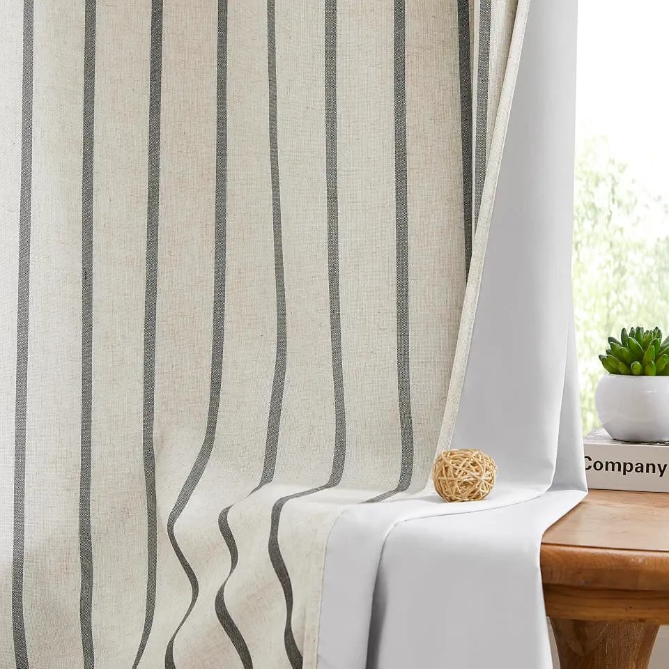 72 Inch Black Stripe Full Blackout Window Curtain for Living Room