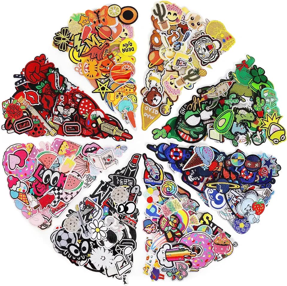 NICEVINYL Embroidered Iron-on Patches Applique: 72Pcs Clothing Accessories