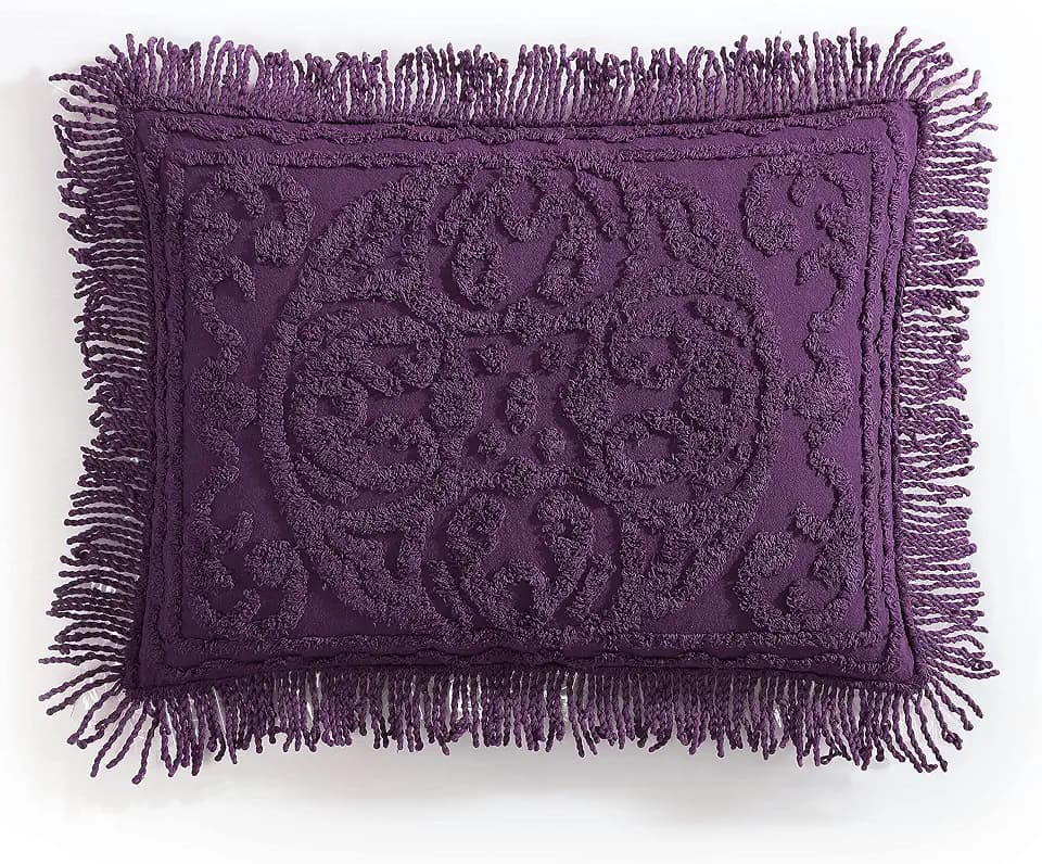 Beatrice Home Fashions Medallion King Cotton Chenille Sham, Eggplant
