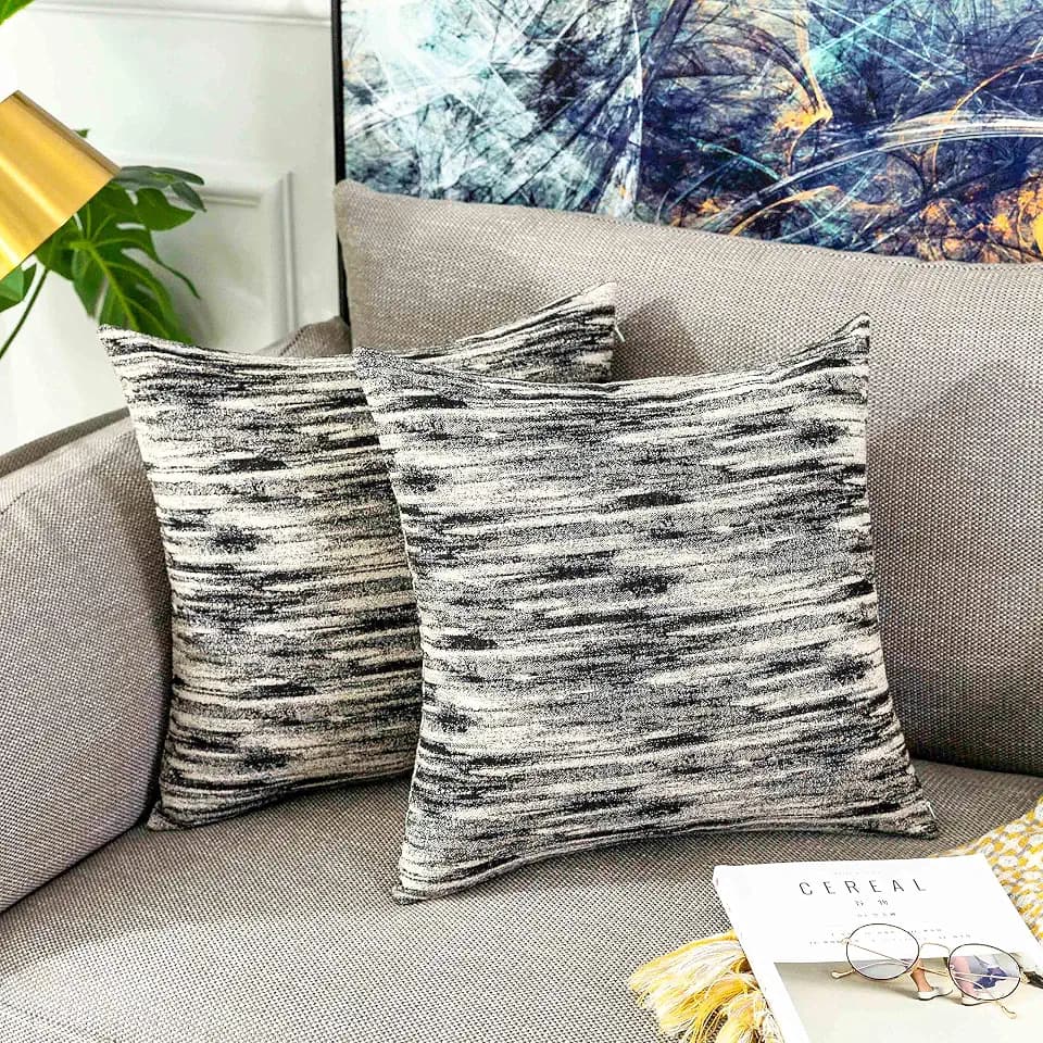 Home Brilliant 24x24 Pillow Covers Modern Square Supersoft Decorative Euro Shams Accent Pillowcases for Bedding Room Patio Toddlar Gilrs Holiday, 2 Pieces(60 x 60 cm), Black and White