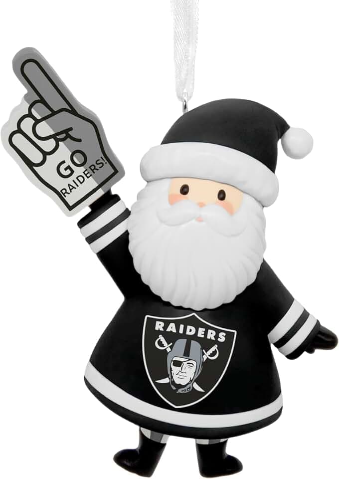 Hallmark Christmas Ornament, NFL Las Vegas Raiders Santa Fan Ornament, Gifts for Sports Fans