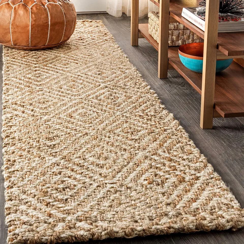 JONATHAN Y Hira Hand Woven Diamond Chunky Jute Natural Runner Rug, 2x8, Bohemian, Transitional, Easy-Cleaning for Living Room, Bedroom, Kitchen, Pet Friendly, Non-Shedding (NFR100A-28)