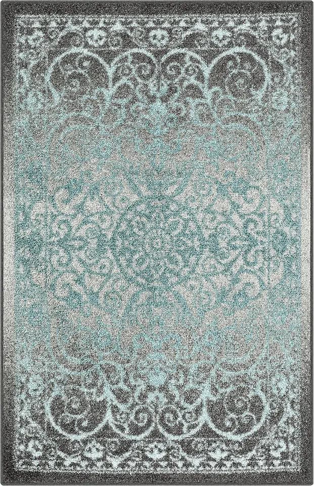 Maples Rugs Pelham Vintage Medallion Area Rugs, 2'6 x 3'10, Blue/Grey