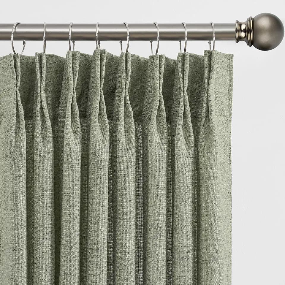 RAIN CITY 102 Inch Long Curtains Pinch Pleat, Back Tab Sheer Pleated Curtains for Bedroom Dining Room,102 Length 2 Panel Set,Sage Green Color 42 Inches Wide