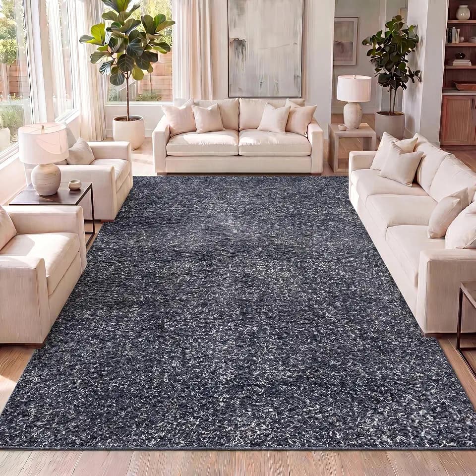 JONATHAN Y Mercer Shag Plush Denim Blue Indoor Area Rug, 5x8, Contemporary, Modern, Easy-Cleaning for Living Room, Bedroom, Kitchen, Pet Friendly, Non-Shedding (MCR106C-5)