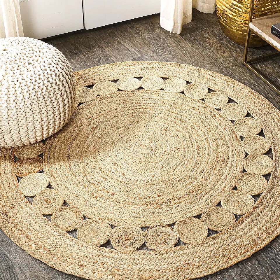 JONATHAN Y Dahlia Jute Boho Circle Natural 4' Round Indoor Area Rug, Natural-Fibers, Geometric, Easy-Cleaning for Living Room, Bedroom, Kitchen, Pet Friendly, Non-Shedding (RNF101A-4R)